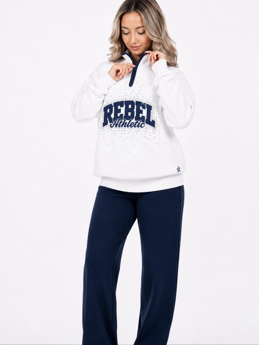 ⭐️ Rebel Half-Zip Pullover in Navy & White 🤍